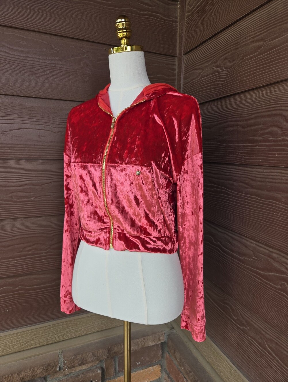Fabletics Red Crushed Velvet Zip-Up Hoodie – Women’s XS NWOT - Picture 13 of 17